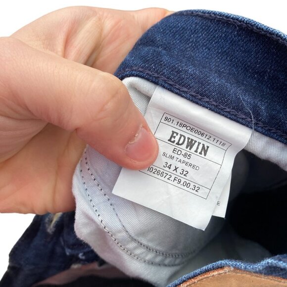 Vintage Edwin Jeans Size 34 ED-85 Slim Tappered Blue - Picture 4 of 9